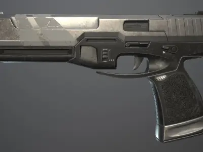Shabby  gun  of the near future Low-poly 3D model