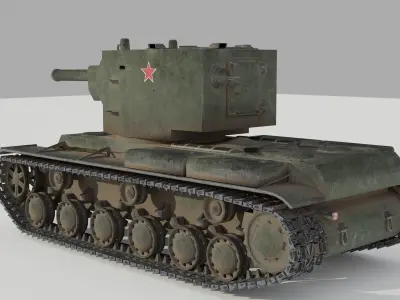 KV 2 WW2 Soviet Heavy Tank Low-poly 3D model