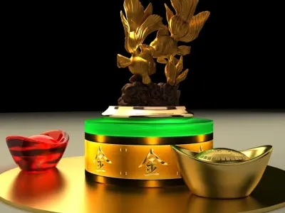 Chinese gold ingot 3D model purchase