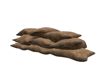 Sandbags Barricade Low-poly 3D model
