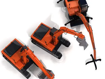 Excavators collection with 3D model