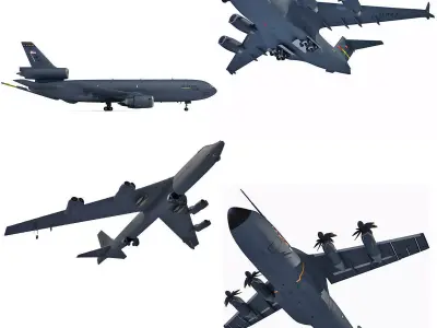 3D Military Aircraft Set of 4 3D model