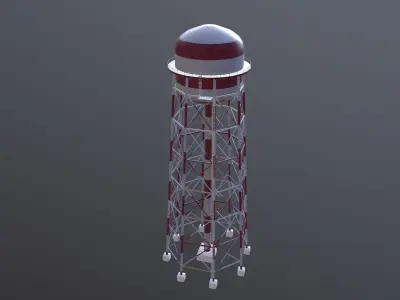 Industrial Water Tower Airport Low-poly 3D model