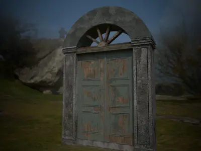 Old textured Gate  Free low-poly 3D model