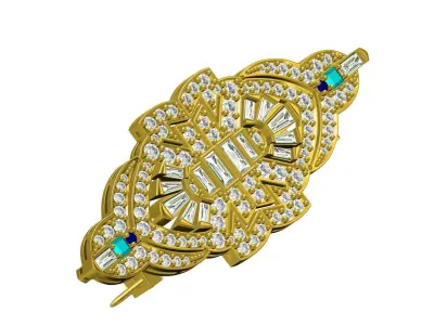 Antique Art Deco Vintage Style Diamond Brooch 3D print model