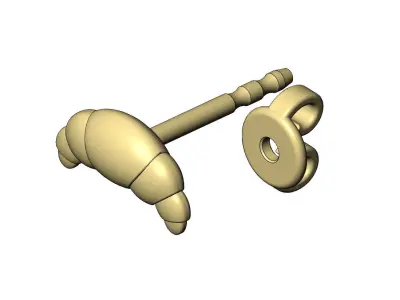 French croissant pastry stud earring 3D print model