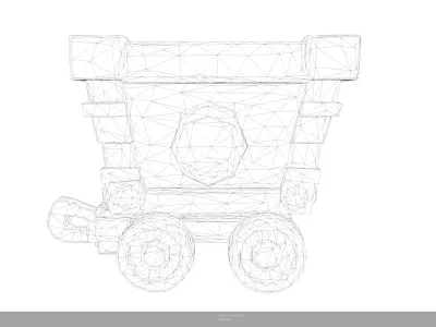 Stylized Mystic Mine Cart Game Ready - AI Low-poly 3D model