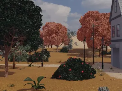 Autumn Village Scene 3D model