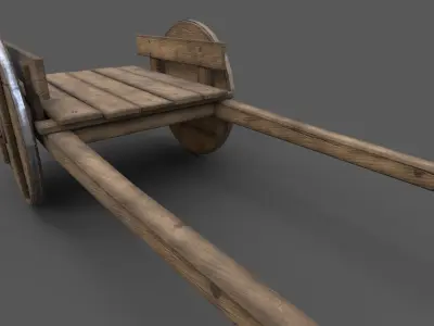 Medieval Wooden Cart 3D model purchase