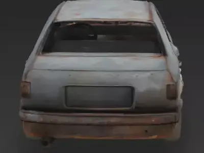 Wrecked Sedan 3D Model 3D Model Low-poly 3D model