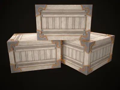 Game Ready Wooden Crate Low-poly 3D model buy
