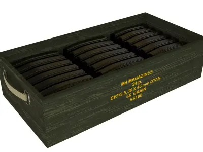 M4 Magazines Transport Wood Box 3D model