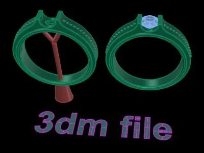 Fashion Mens Signet Diamond Band Size5 3D print model