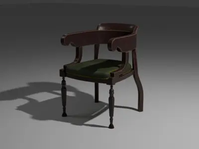 Antique Wooden Armchair Low-poly 3D model purchase