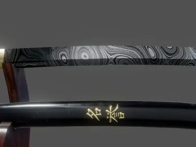 Damascus Steel Katana  Low-poly 3D model