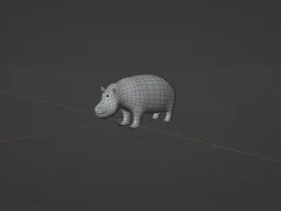 LowPoly Hippo Low-poly 3D model