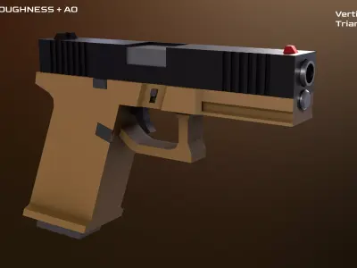 Stylized Glock 19 and Textures Free low-poly 3D model