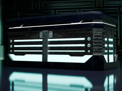Cyberpunk Tron Crate Low-poly 3D model