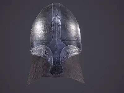 Medieval battle helmet Low-poly 3D model