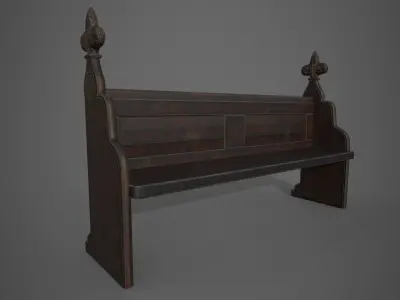 Gothic Bench Low-poly 3D model