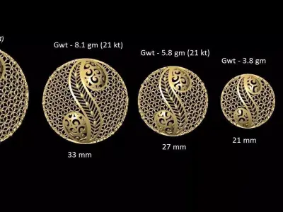 vr-pnd2140 set of gold plated buttons 3D print model