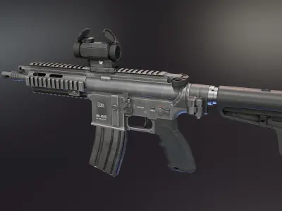 HK416 Compact Low-poly 3D model