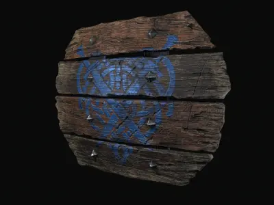 Old Wooden Shield  - PBR Game Ready Low-poly 3D model Low-poly 3D model