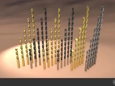 Drill Bit Set Low-poly 3D model