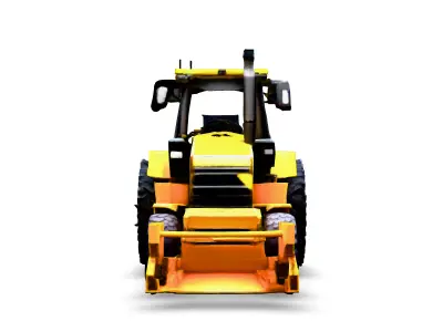 Realistic Yellow Tractor 3D Model Low-poly 3D model