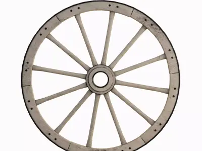 Vintage Wood Wheel 01 Low-poly 3D model