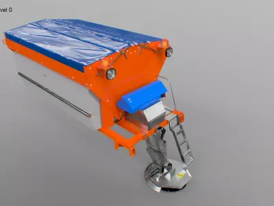 3D Road Salt Spreader  Winter Snow Removal Equipment f Low-poly 3D model