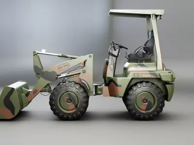 Small Military Wheeled Loader Low-poly 3D model