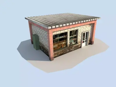 low poly town shop Low-poly 3D model