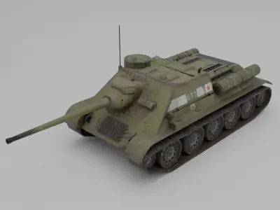 SU-85M Tank Destroyer Low-poly 3D model