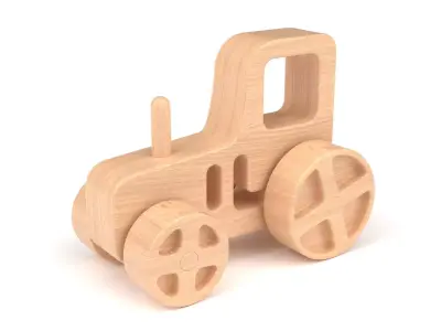 Wooden toy tractor 12 3D model