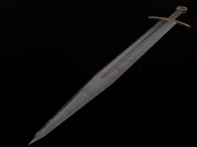 Fantasy Broadsword Low-poly 3D model
