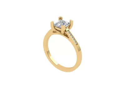 Princess Solitaire Ring 3D print model 5
