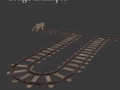 Tileable Set Of Old Rails Low-poly 3D model