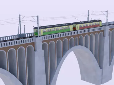 Viaduct with historical tram 3D model
