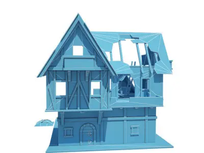 Medieval Building 12 Ruined Coaching Inn Low-poly 3D model