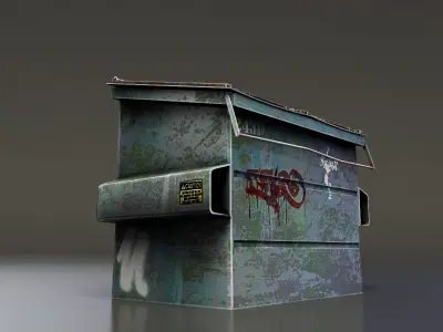 Dumpster trash can with grill on top Low-poly 3D model