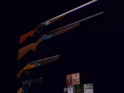 PACK Old West Gun Low-poly 3D model