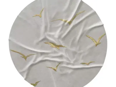 Round Gypsum Wall Art with Golden Birds 3D model