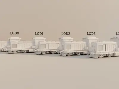 Railway Locomotive Low-poly 3D model