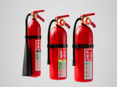 3 Fire extinguishers Low-poly 3D model