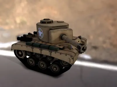 Stylized cartoon tank Low-poly 3D model