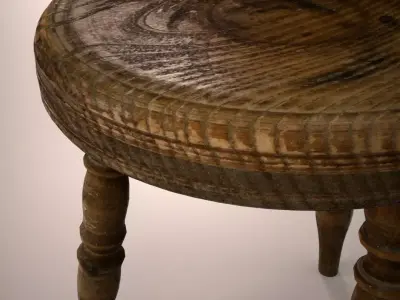 Vintage Stool Low-poly 3D model