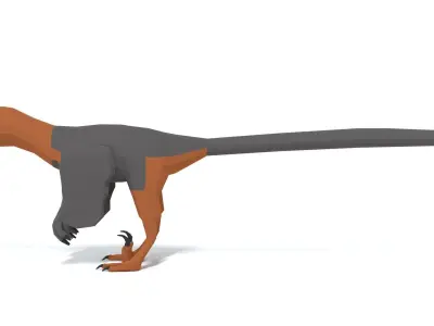 Low Poly Cartoon Achillobator Dinosaur Low-poly 3D model
