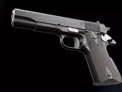 Colt 1911 Black and Chrome - Model and Textures Low-poly 3D model