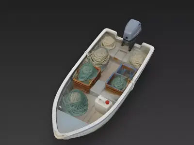 Small Artisanal Fishing Panga Boat 3D Model Low-poly 3D model